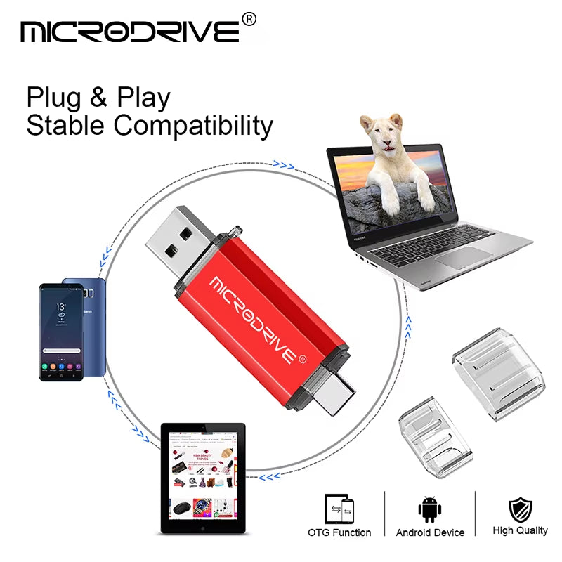 Revolutionary 2-in-1 Type C USB Flash Drive - OTG Compatible with USB 2.0, Available in Multiple Capacities!