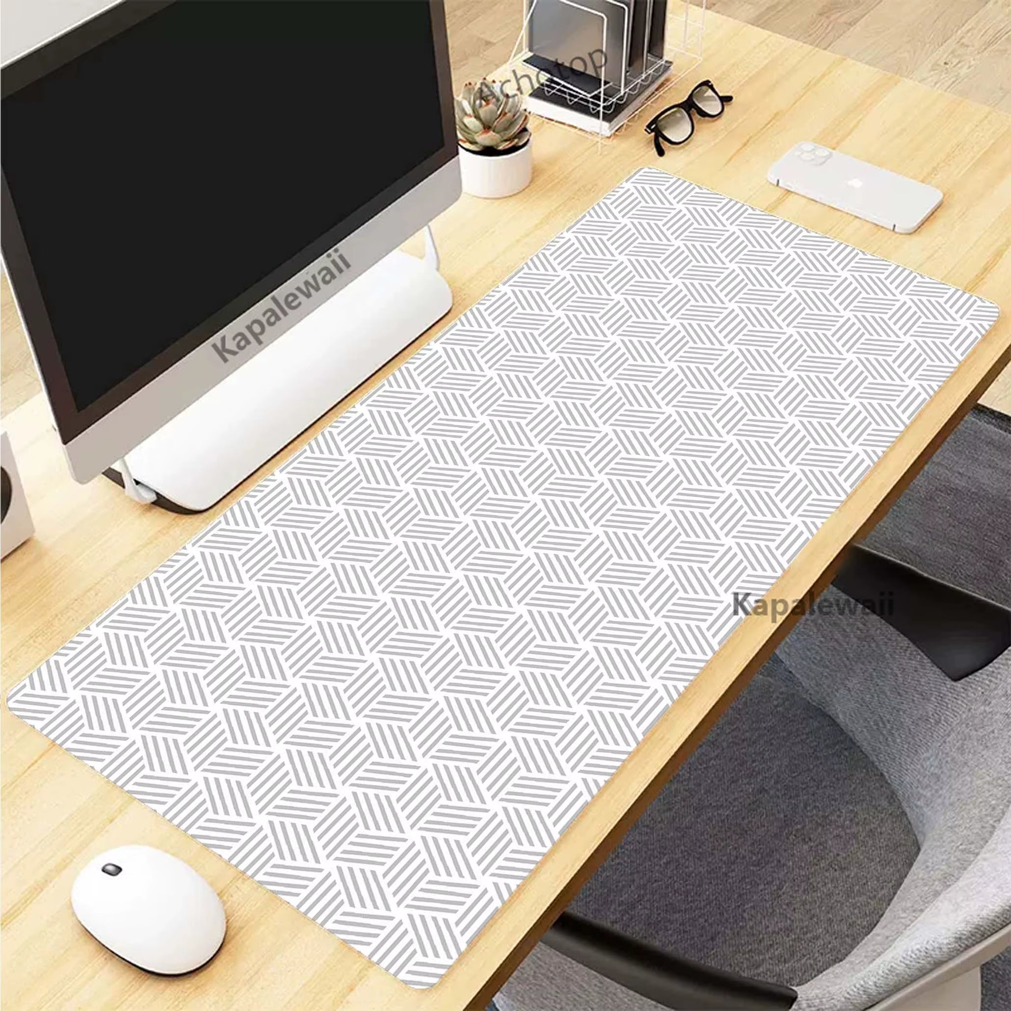 Elevate Your Gaming Experience with the Black and White Topographic Map XXL Mouse Pad - Premium Rubber Keyboard Mat for Ultimate Comfort and Control
