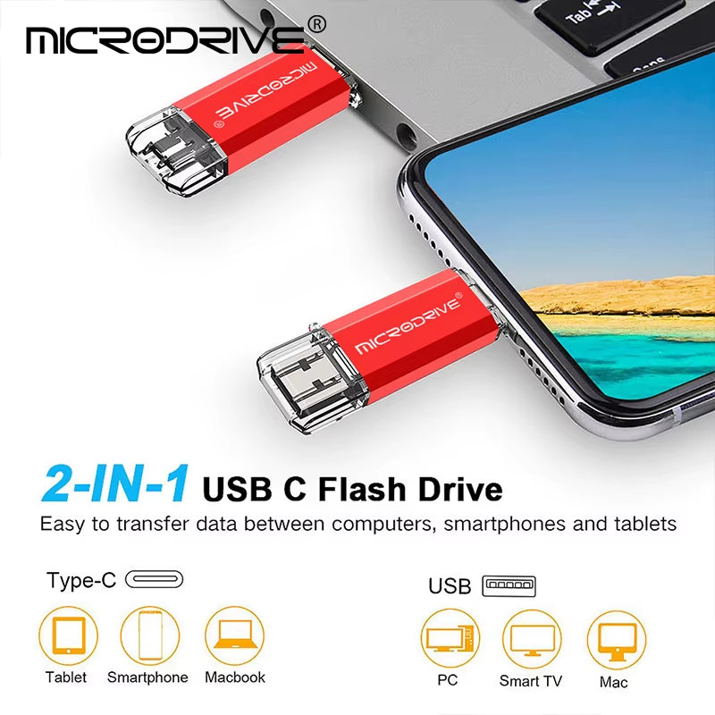 Revolutionary 2-in-1 Type C USB Flash Drive - OTG Compatible with USB 2.0, Available in Multiple Capacities!