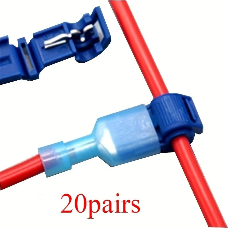 Effortless Wiring Solutions: 20 Pairs of Quick Snap Splice Lock Wire Terminals for Secure Electrical Connections