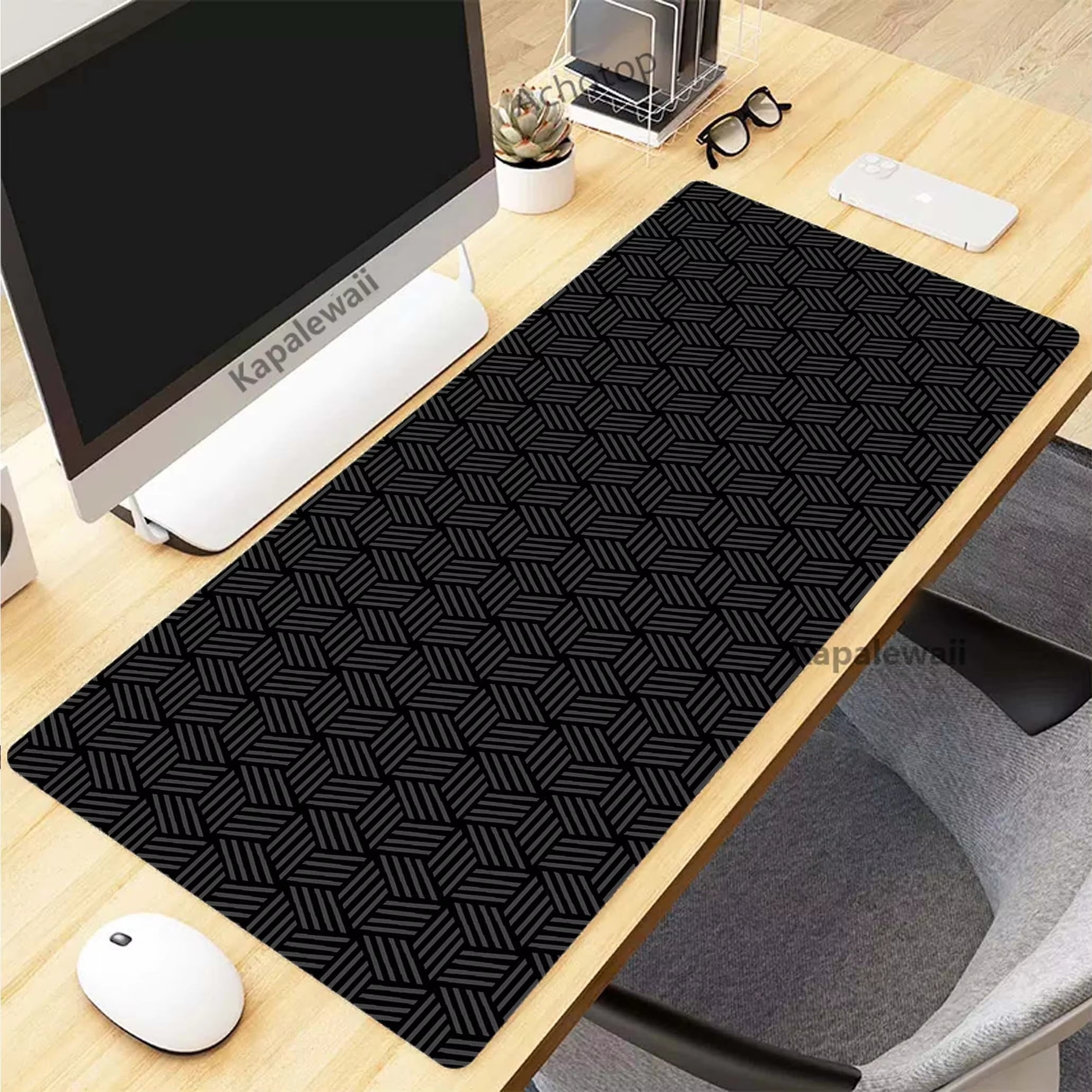 Elevate Your Gaming Experience with the Black and White Topographic Map XXL Mouse Pad - Premium Rubber Keyboard Mat for Ultimate Comfort and Control