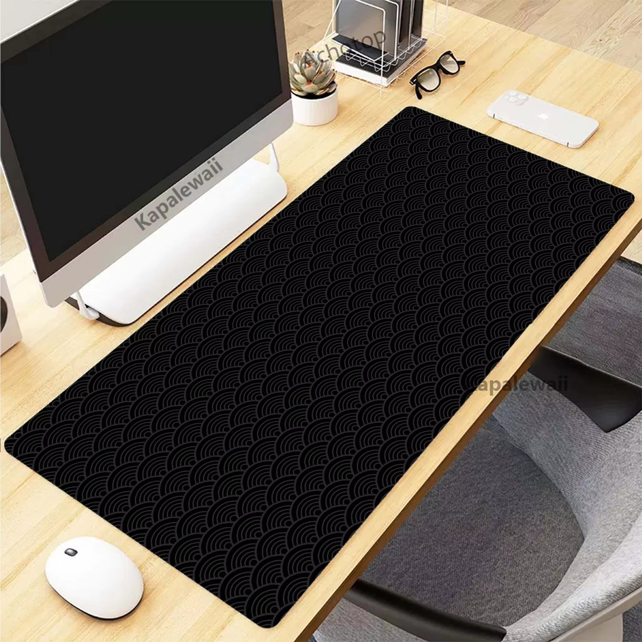 Elevate Your Gaming Experience with the Black and White Topographic Map XXL Mouse Pad - Premium Rubber Keyboard Mat for Ultimate Comfort and Control