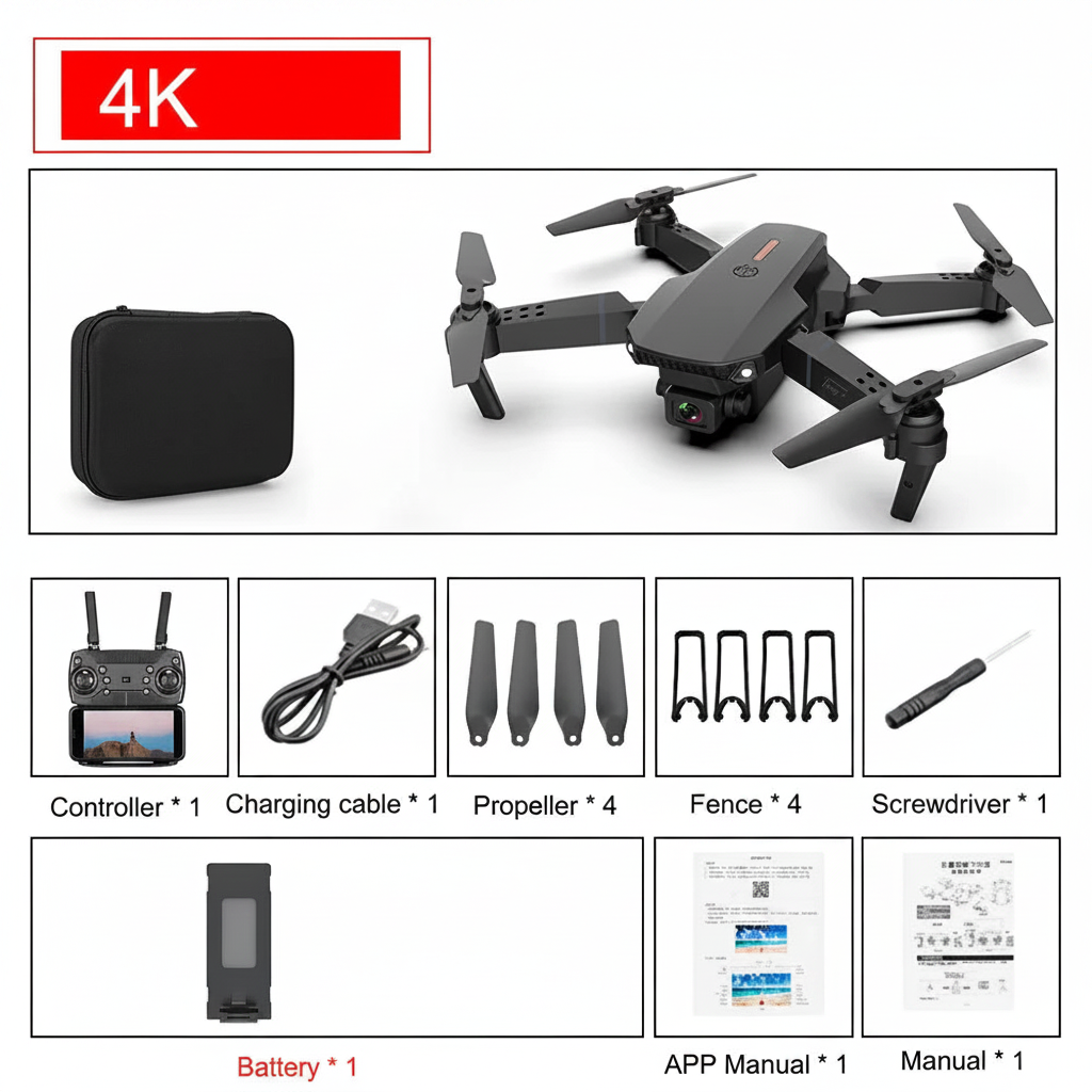 E88 Pro foldable quadcopter drone on a plain white background